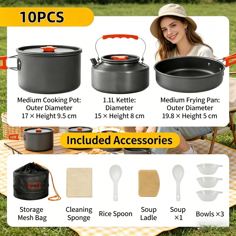 Cooking Outdoor Camping - Home Household Camping Cookware Set with