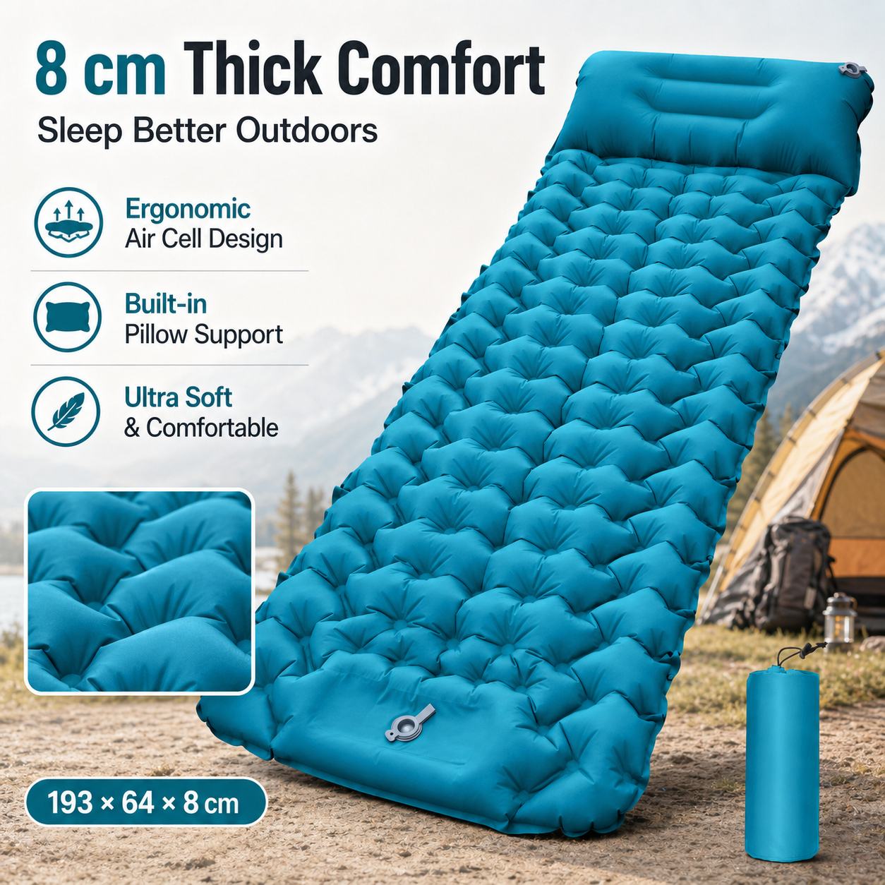 Outdoor Camping Rug - Ultralight Inflatable Camping Sleeping Pad with