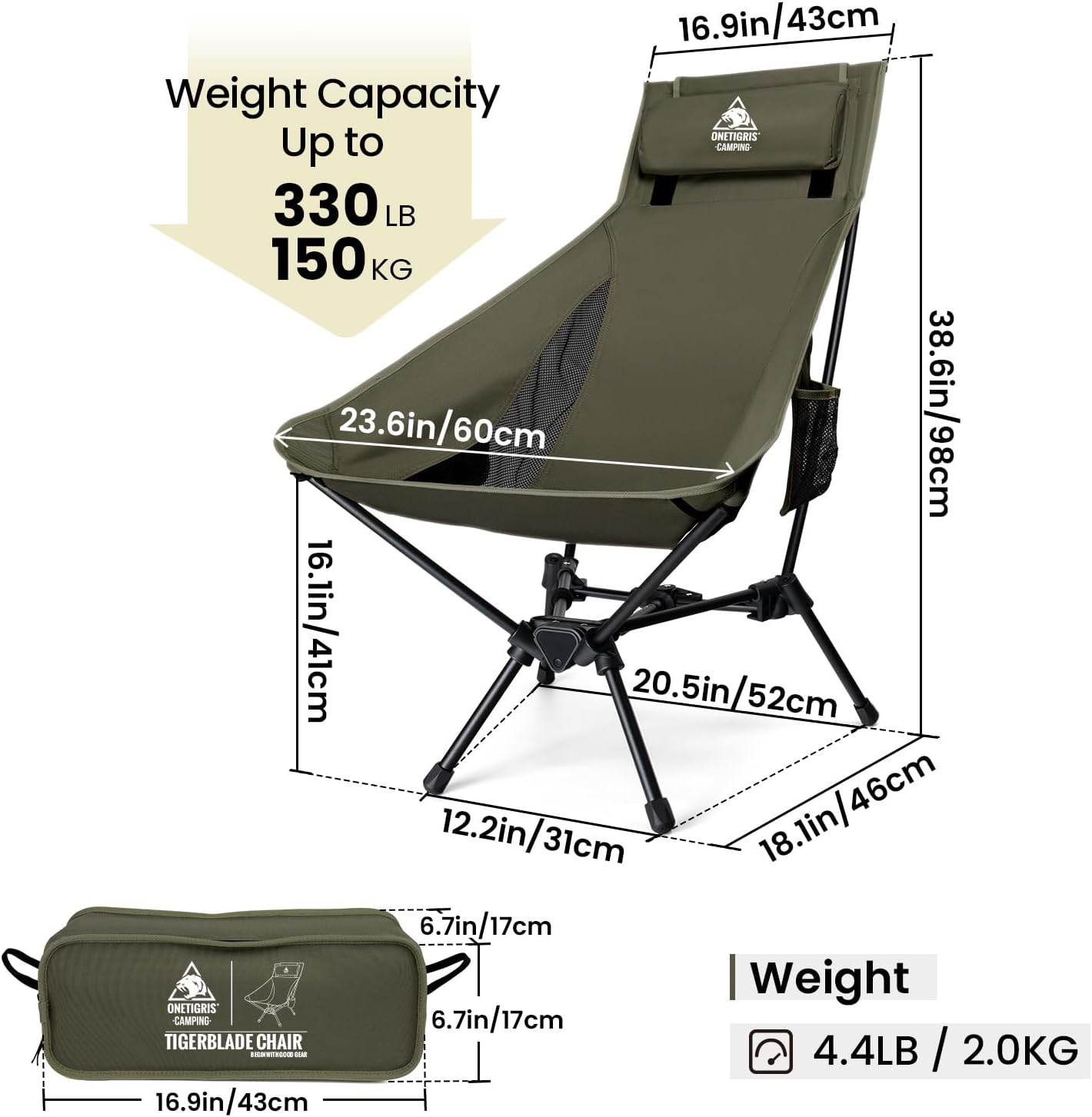 High Back Camping Chair with P – Outdoor Camping High Chair Bewertung und Preis