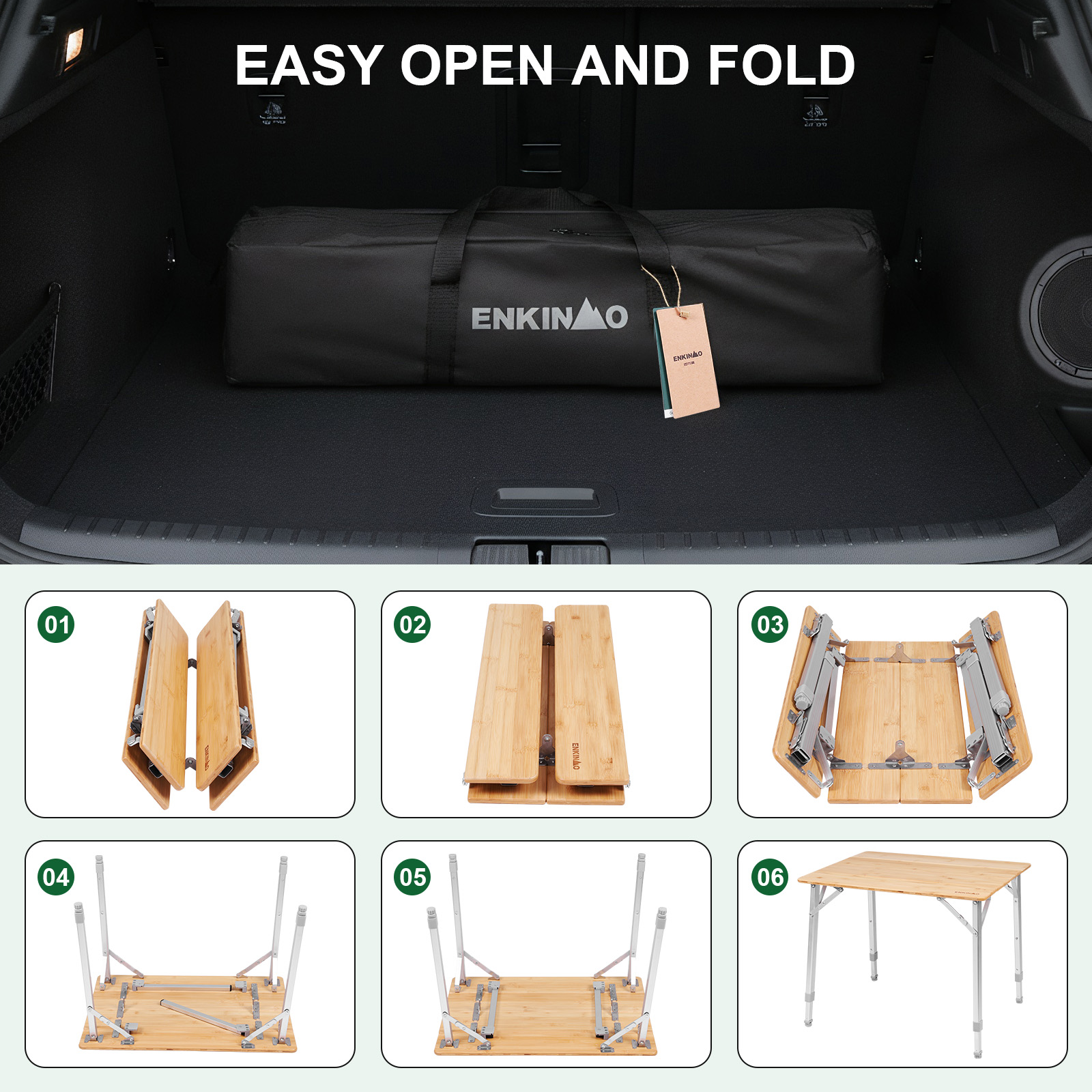 Adjustable Height Folding Bamb – Outdoor Camping Table Foldable Bewertung und Preis