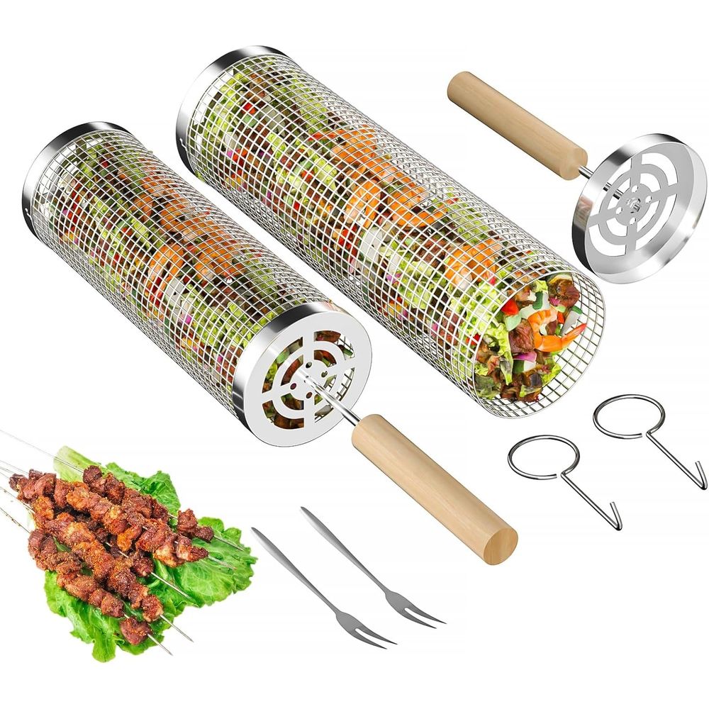 Set of 2 Stainless Steel BBQ G – Cooking Outdoor Camping Bewertung und Preis