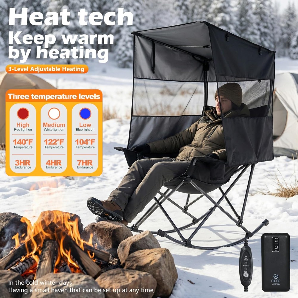 Heated Rocking Camping Chair w – Outdoor Camping Rocker Bewertung und Preis